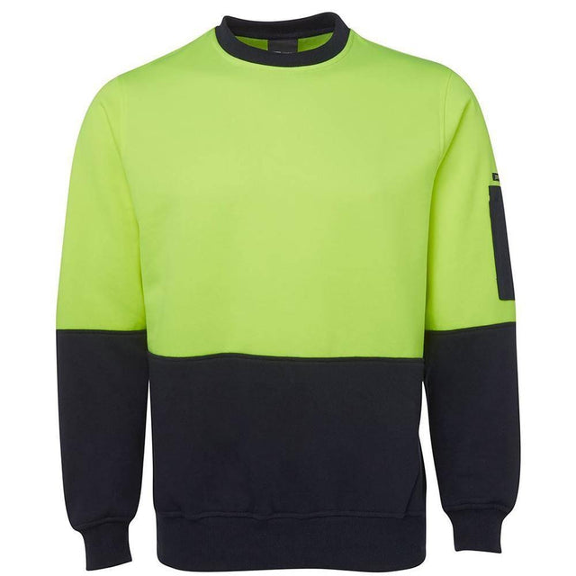 Hi Vis Fleecy Crew Sweaters JB's Wear Lime/Navy 2XS 
