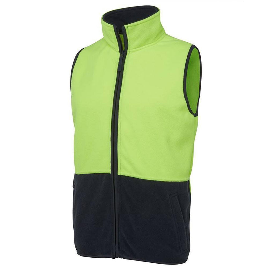 Hi Vis Polar Vest Vests JB's Wear Lime/Navy 2XS 