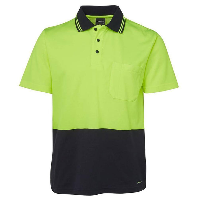 Hi Vis Short Sleeve Cotton Shirt Short Sleeve Shirts JB's Wear Lime/Navy 2XS 