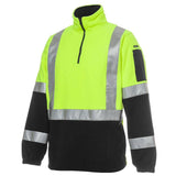 Hi Vis (D+N) H Pattern Biomotion 1/2 Zip Polar Fleece Sweaters JB's Wear Lime/Navy S 