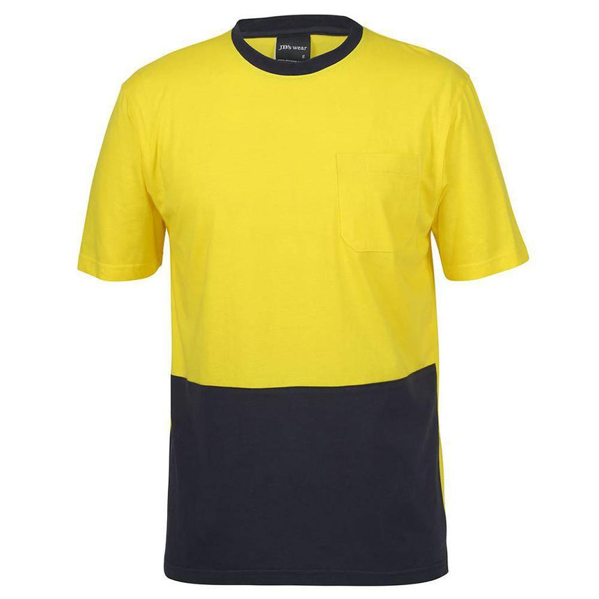 Hi Vis Cotton T-Shirt T Shirts JB's Wear Lime/Navy XS 