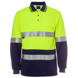 Hi Vis L/S (D+N) Cotton Back Polo Polos JB's Wear Lime/Navy XS 