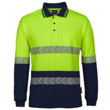 Hi Vis Long Sleeve Taped Polo Polos JB's Wear Lime/Navy XS 