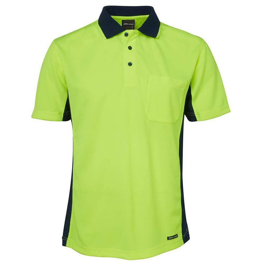 Hi Vis Short Sleeve Sport Polo Polos JB's Wear Lime/Navy XS 