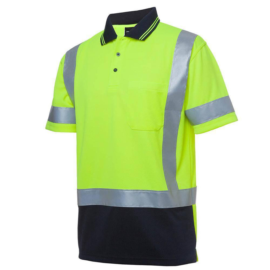Hi Vis Short Sleeve Taped Polo Polos JB's Wear Lime/Navy XS 
