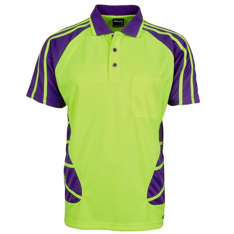 Hi Vis Short Sleeve Spider Polo Polos JB's Wear Lime/Purple XS 