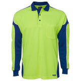 Hi Vis Long Sleeve Arm Panel Polo Polos JB's Wear Lime/Royal 2XS 