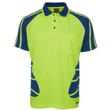 Hi Vis Short Sleeve Spider Polo Polos JB's Wear Lime/Royal 2XS 