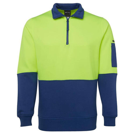 Hi Vis 1/2 Zip Fleecy Sweat Sweaters JB's Wear Lime/Royal S 