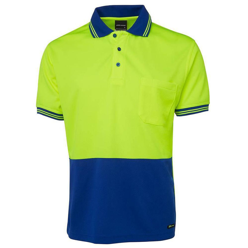 Hi Vis Short Sleeve Traditional Polo Polos JB's Wear Lime/Royal S 