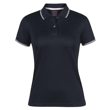 Ladies Jacquard Contrast Polo Polos JB's Wear Navy/White 8 