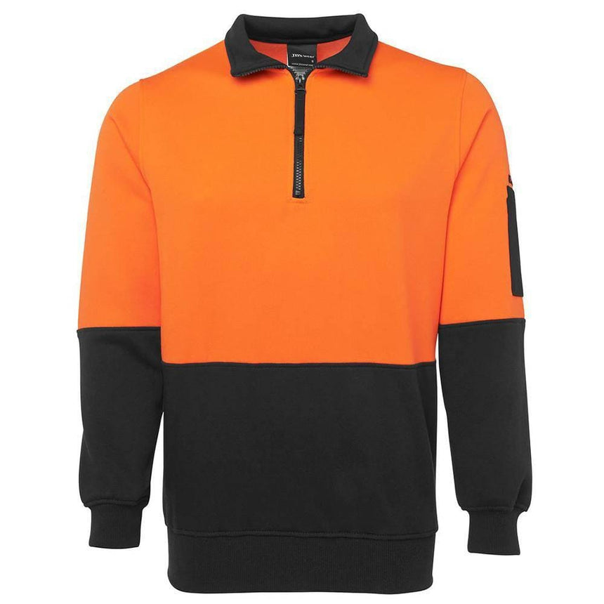 Hi Vis 1/2 Zip Fleecy Sweat Sweaters JB's Wear Orange/Black 2XS 