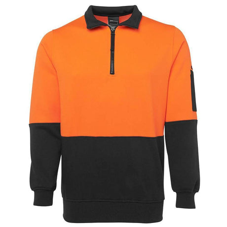 Hi Vis 1/2 Zip Fleecy Sweat Sweaters JB's Wear Orange/Black 2XS 