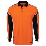 Hi Vis Long Sleeve Arm Panel Polo Polos JB's Wear Orange/Black 2XS 