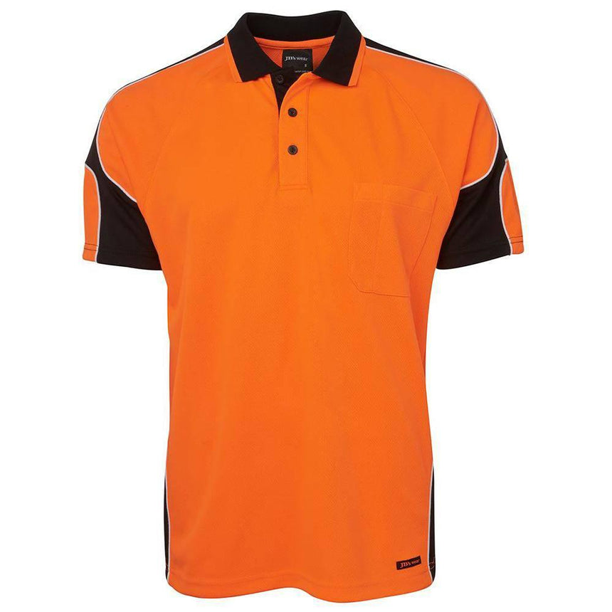 Hi Vis Short Sleeve Arm Panel Polo Polos JB's Wear Orange/Black 2XS 