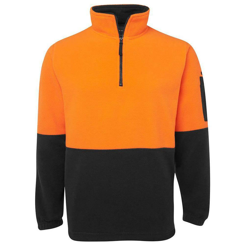 Hi Vis 1/2 Zip Polar Fleece Sweaters JB's Wear Orange/Black S 