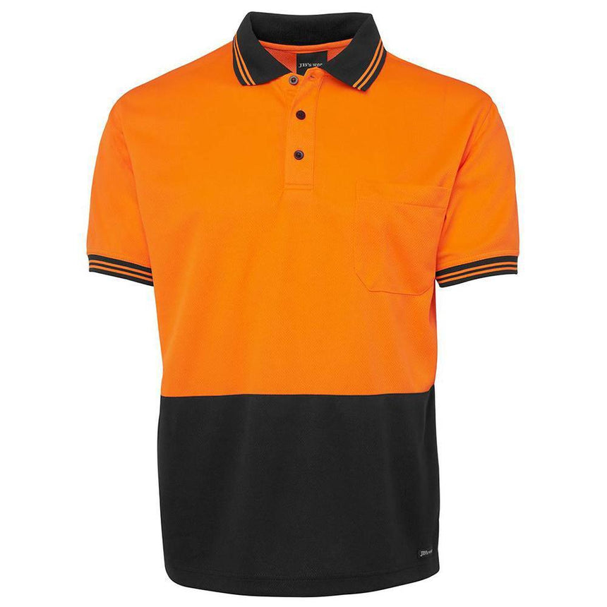 Hi Vis Short Sleeve Traditional Polo Polos JB's Wear Orange/Black S 