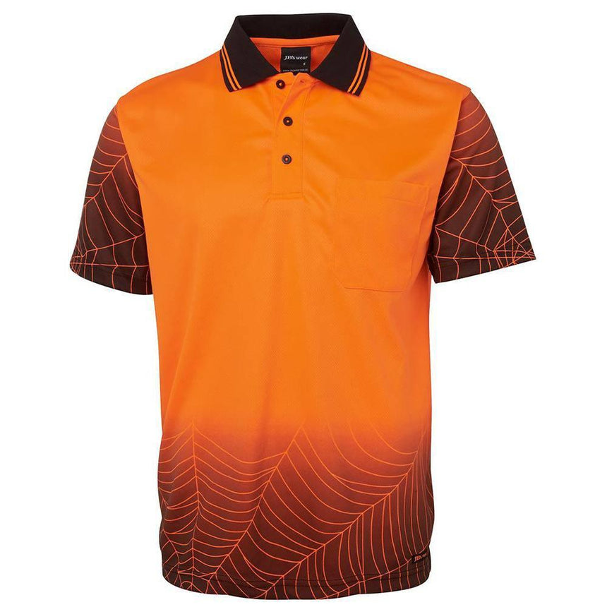 Hi Vis Short Sleeve Web Polo Polos JB's Wear Orange/Black XS 
