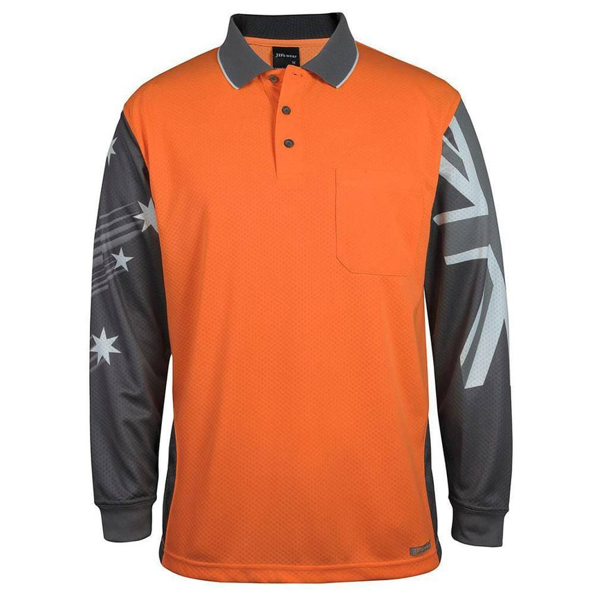 Long Sleeve Southern Cross Polo Polos JB's Wear Orange/Charcoal 2XS 