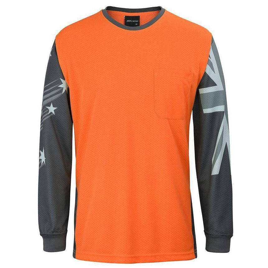 Long Sleeve Southern Cross Tee T Shirts JB's Wear Orange/Charcoal 2XS 