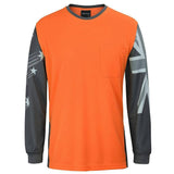 Long Sleeve Southern Cross Tee T Shirts JB's Wear Orange/Charcoal 2XS 