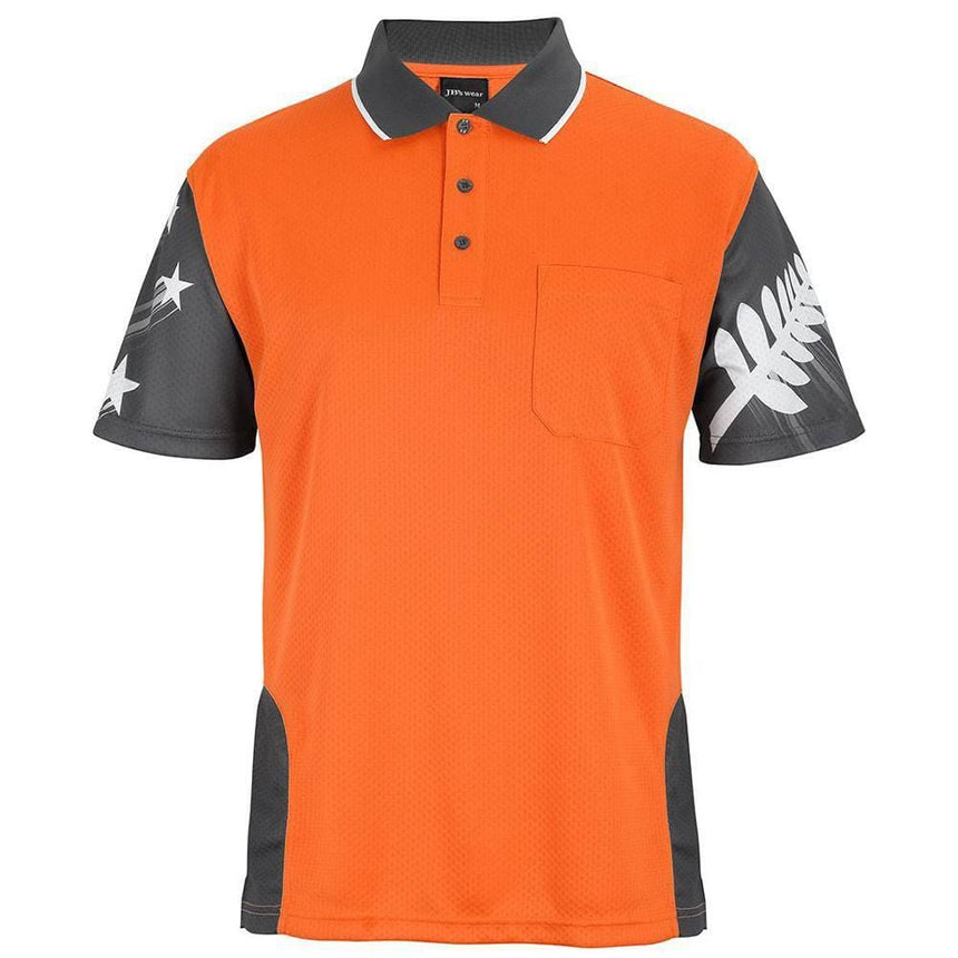 Hi Vis NZ Fern Polo Polos JB's Wear Orange/Charcoal XS 