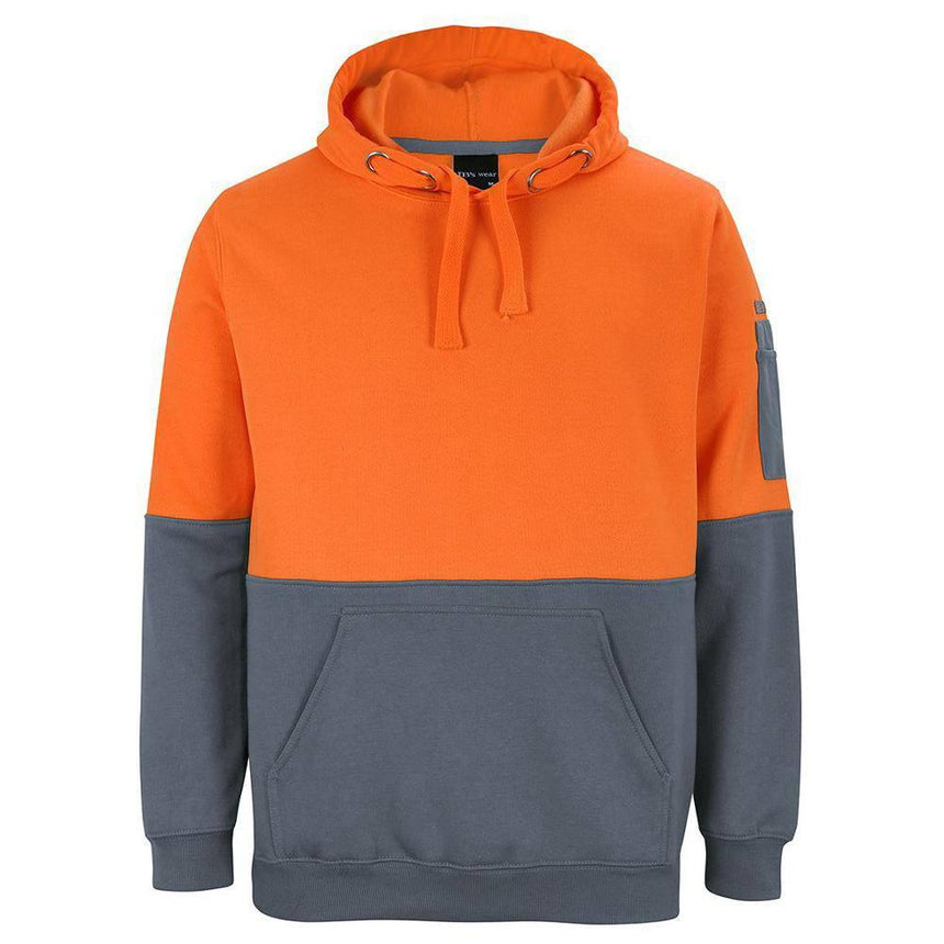 Hi Vis Pull Over Hoodie Hoodies JB's Wear Orange/Charcoal XS 