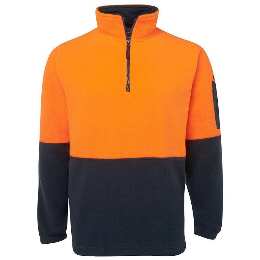 Hi Vis 1/2 Zip Polar Fleece Sweaters JB's Wear Orange/Navy 2XS 