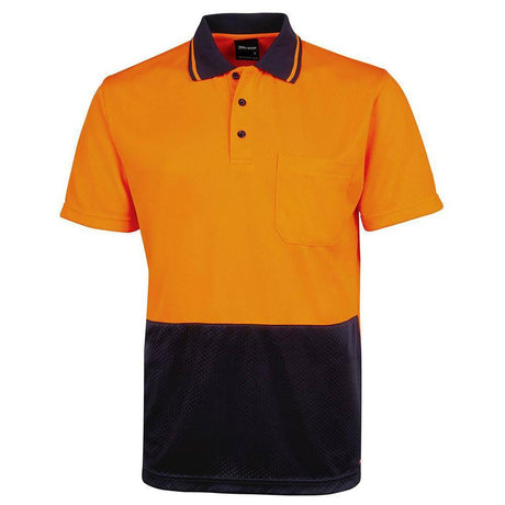 Hi Vis Jacquard Non Cuff Polo Polos JB's Wear Orange/Navy 2XS 