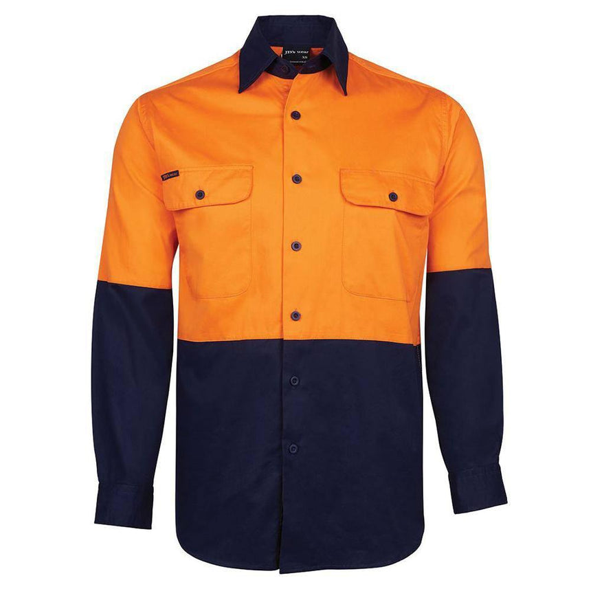 Hi Vis Long Sleeve Shirt Long Sleeve Shirts JB's Wear Orange/Navy 2XS 