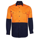 Hi Vis Long Sleeve Shirt Shirts JB's Wear Orange/Navy 2XS