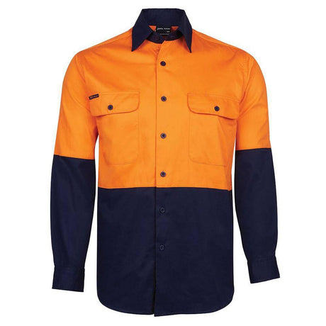 Hi Vis Long Sleeve Shirt Shirts JB's Wear Orange/Navy 2XS