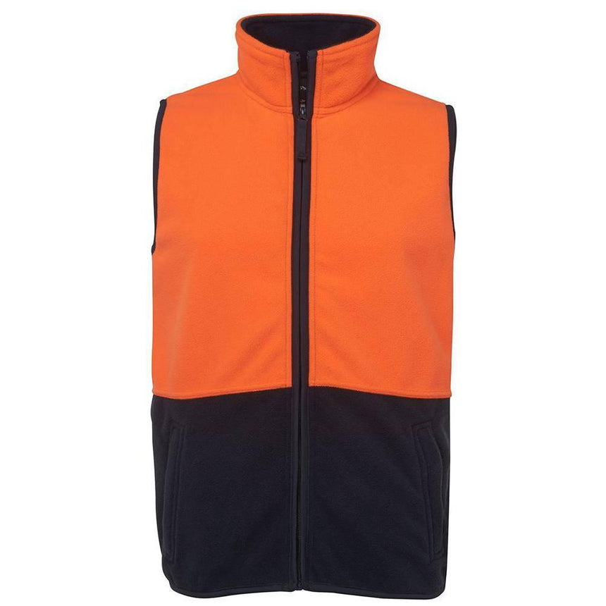 Hi Vis Polar Vest Vests JB's Wear Orange/Navy 2XS 
