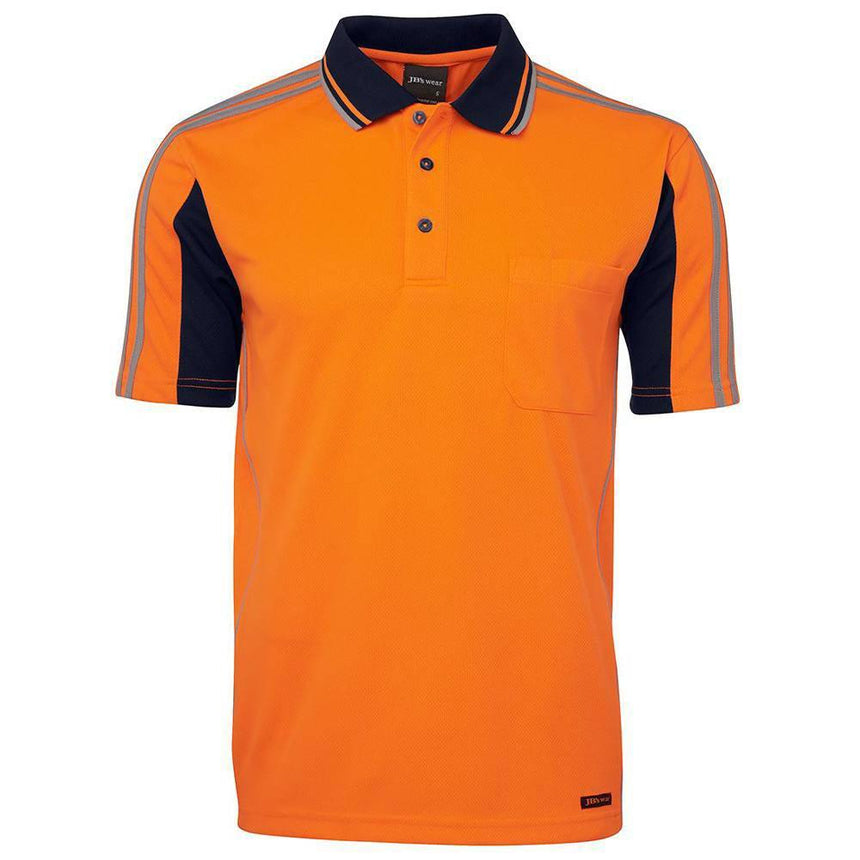 Hi Vis Short Sleeve Arm Panel Polo Polos JB's Wear Orange/Navy 2XS 