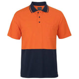 Hi Vis Short Sleeve Cotton Polo Polos JB's Wear Orange/Navy 2XS 