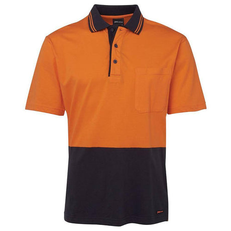 Hi Vis Short Sleeve Cotton Polo Polos JB's Wear Orange/Navy 2XS 