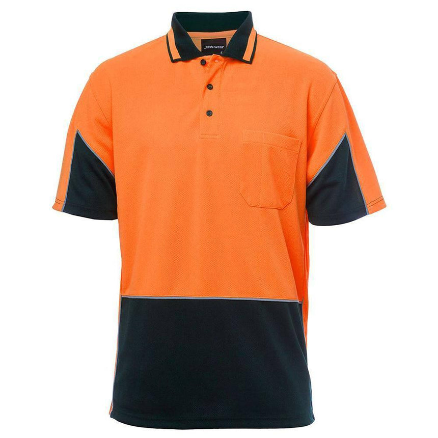 Hi Vis Short Sleeve Polo Polos JB's Wear Orange/Navy 2XS 