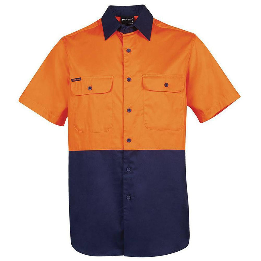 Hi Vis Short Sleeve Shirt 6HW Short Sleeve Shirts JB's Wear Orange/Navy 2XS 