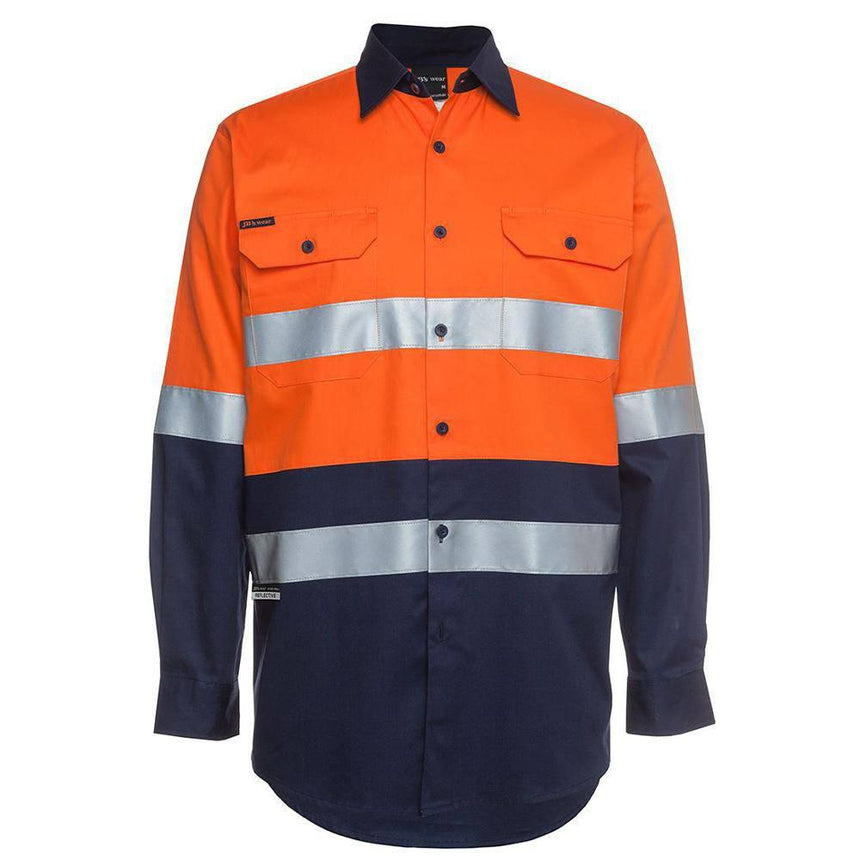 Hi Vis Long Sleeve Work Shirt Long Sleeve Shirts JB's Wear Orange/Navy 3XS 