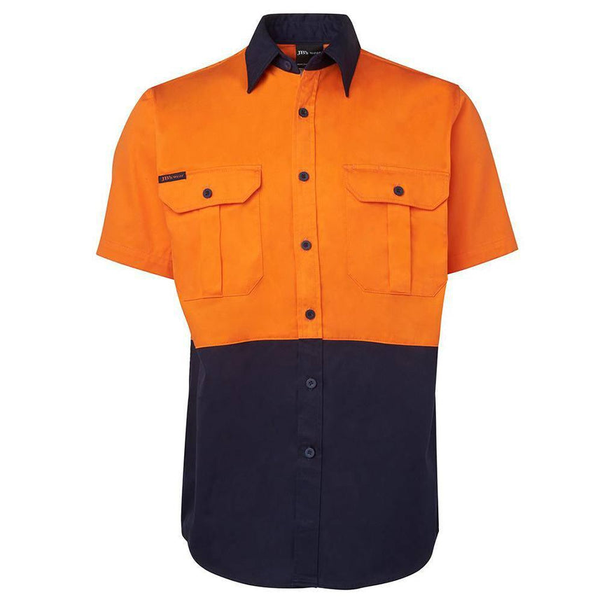 Hi Vis Short Sleeve Shirt Short Sleeve Shirts JB's Wear Orange/Navy S 