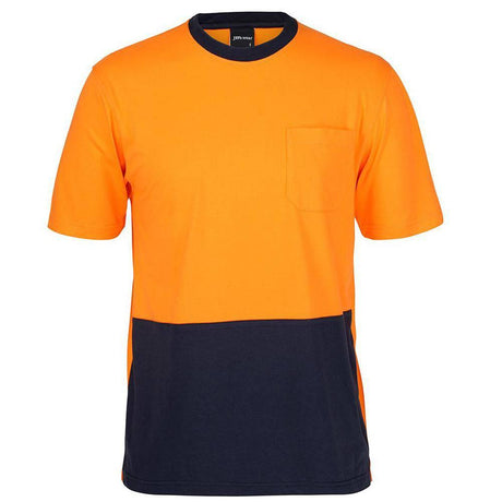 Hi Vis Cotton T-Shirt T Shirts JB's Wear Orange/Navy XS 