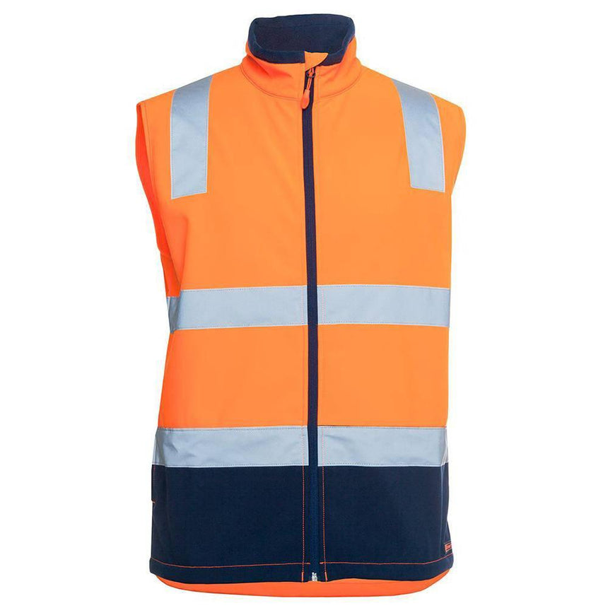 Hi Vis |D+N| Water Resistant Softshell Vest Vests JB's Wear Orange/Navy XS 