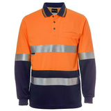 Hi Vis L/S (D+N) Cotton Back Polo Polos JB's Wear Orange/Navy XS 