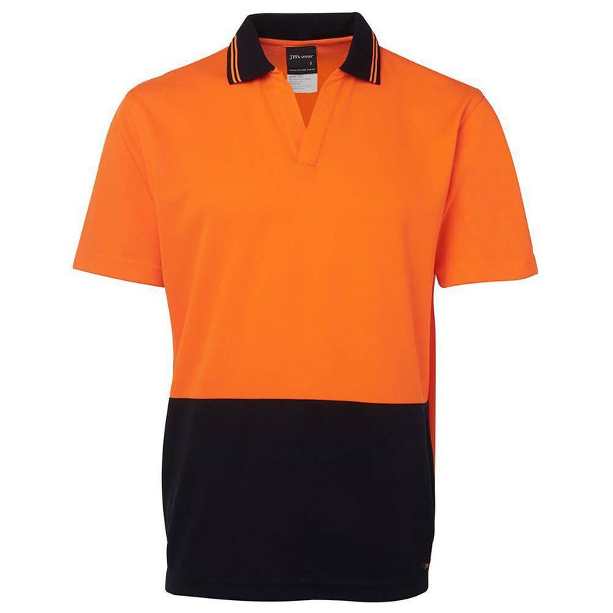 Hi Vis S/S Non Button Polo Polos JB's Wear Orange/Navy XS 