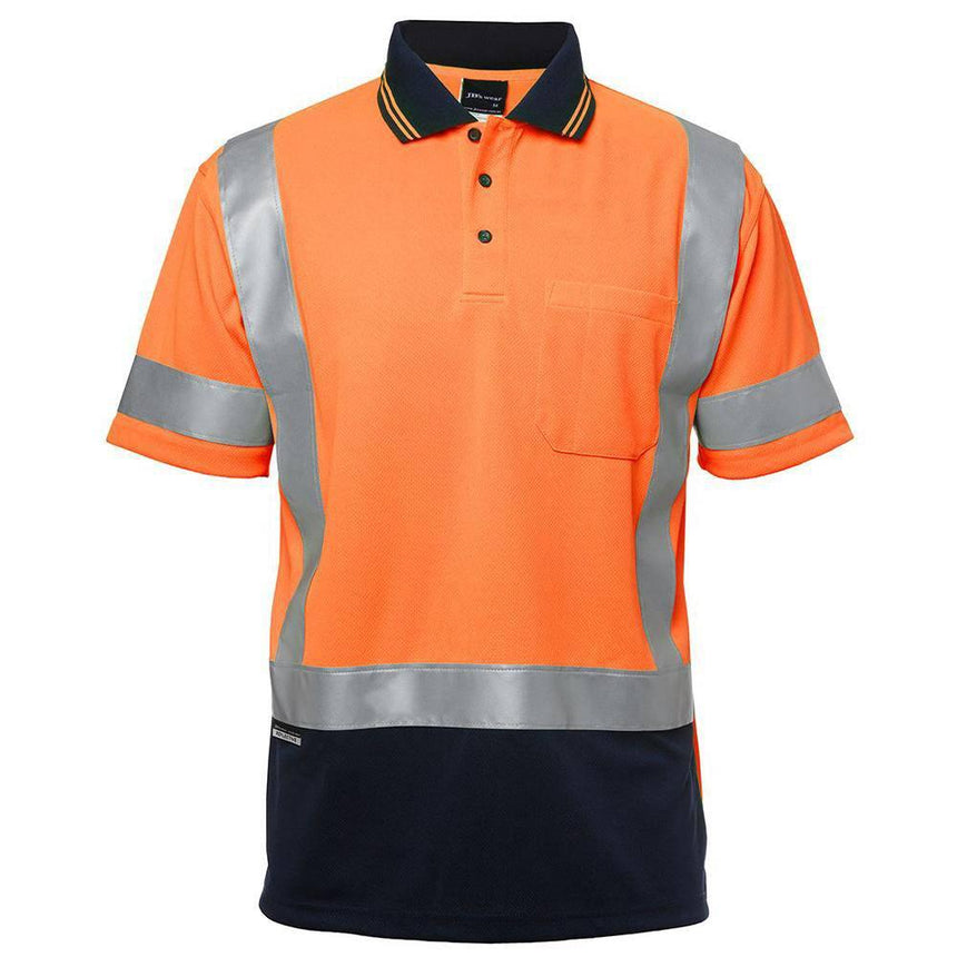 Hi Vis Short Sleeve Taped Polo Polos JB's Wear Orange/Navy XS 