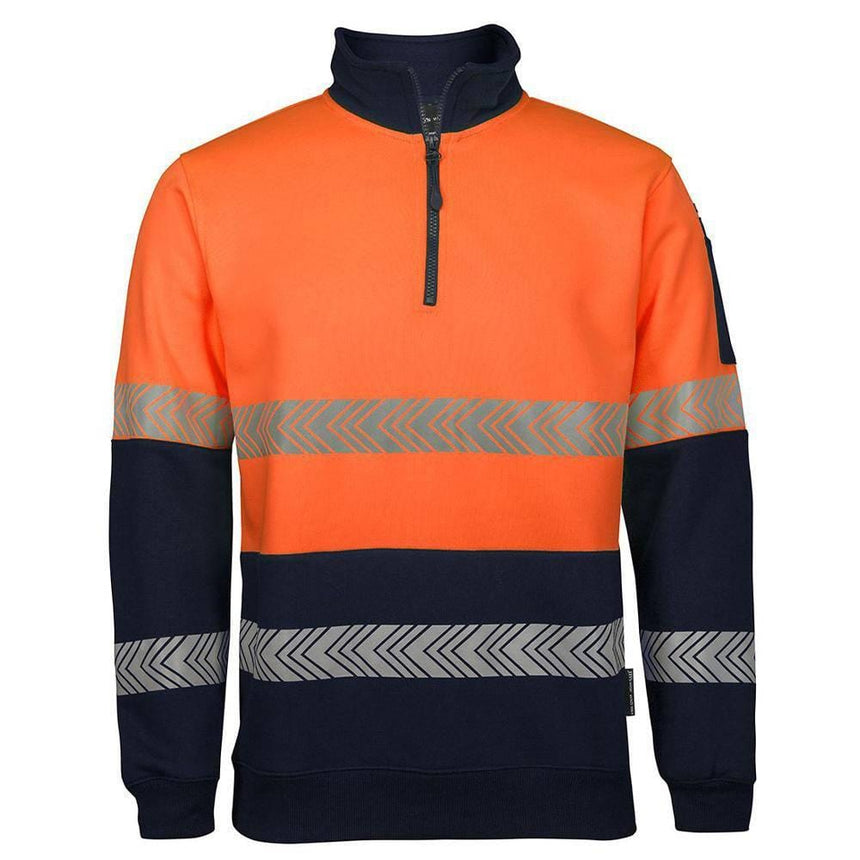 Hi Vis ½ Zip Segmented Tape Fleece Sweaters JB's Wear Orange/Navy XS 