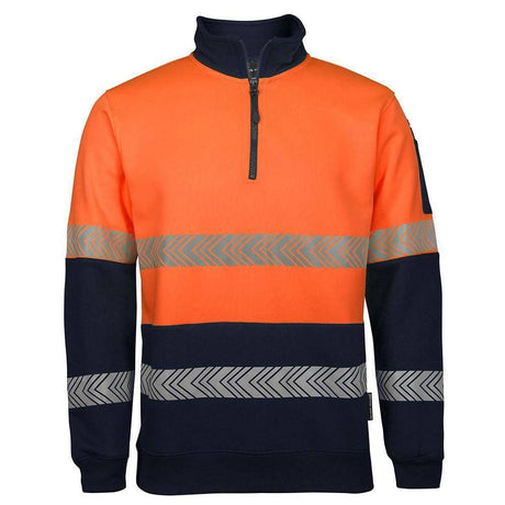 Hi Vis ½ Zip Segmented Tape Fleece Sweaters JB's Wear Orange/Navy XS 