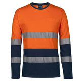 Long Sleeve Crew Neck T Shirt Shirts JB's Wear Orange/Navy XS