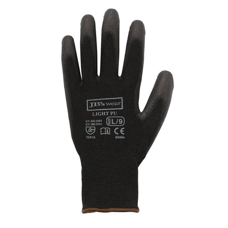 Black Light PU Breathable Glove (12 Pack) Gloves JB's Wear S - 07  