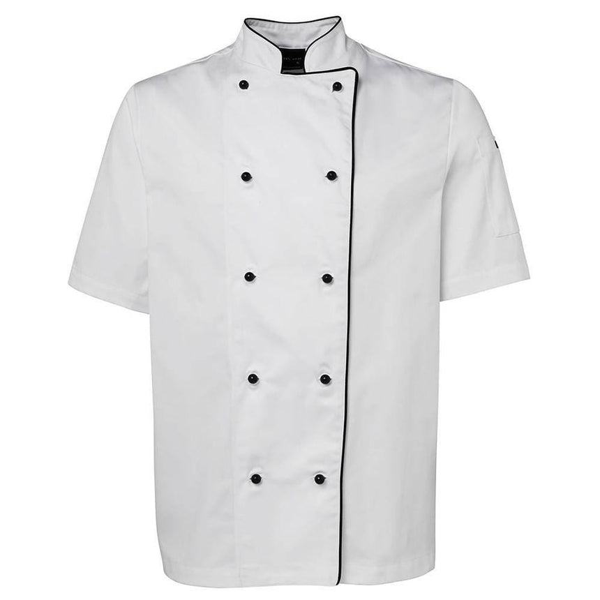 Short Sleeve Unisex Chefs Jacket Chef Jackets JB's Wear White/Black Piping 2XS 